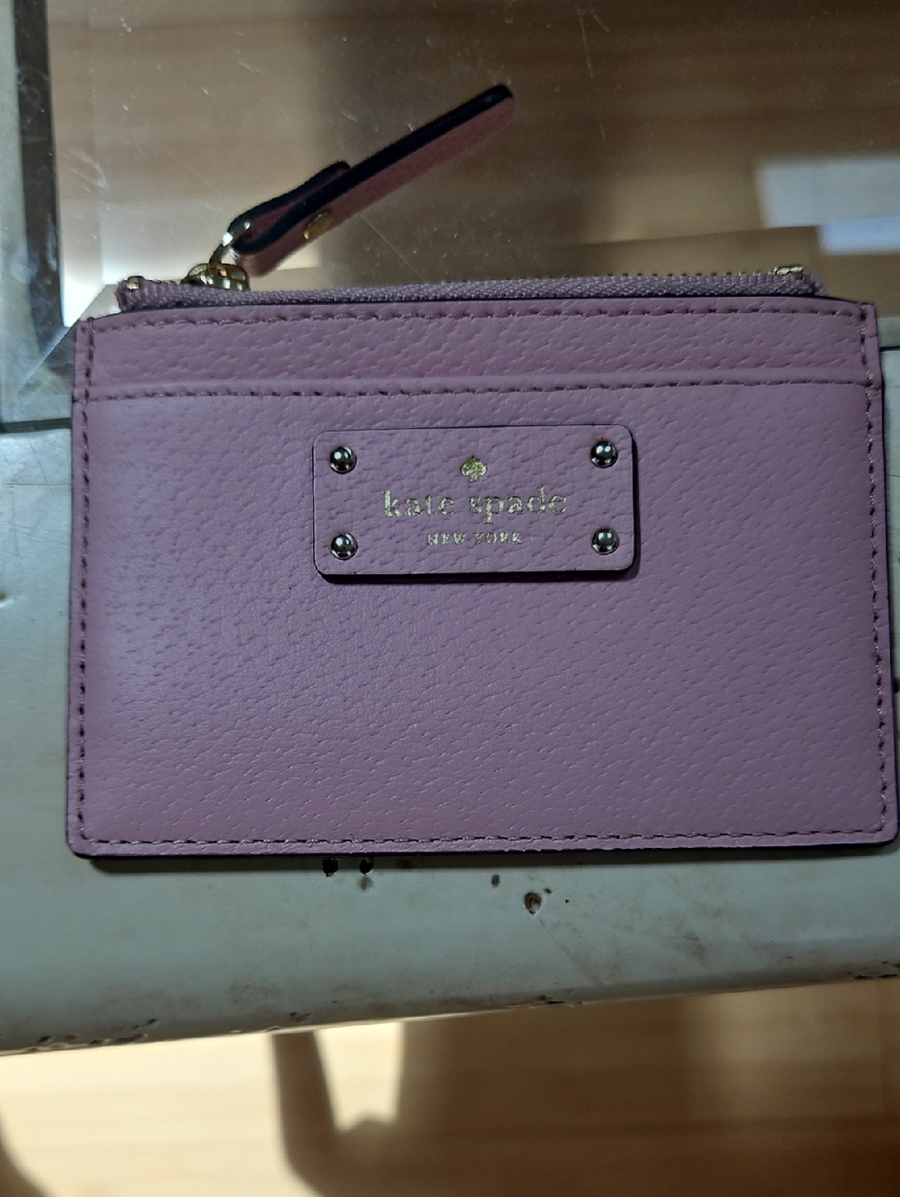 kate spade leather card case with gold hardware